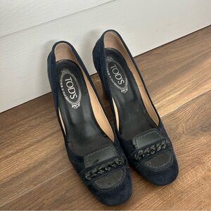Navy Suede Tod’s Heels